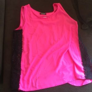 Hot pink sleeveless blouse